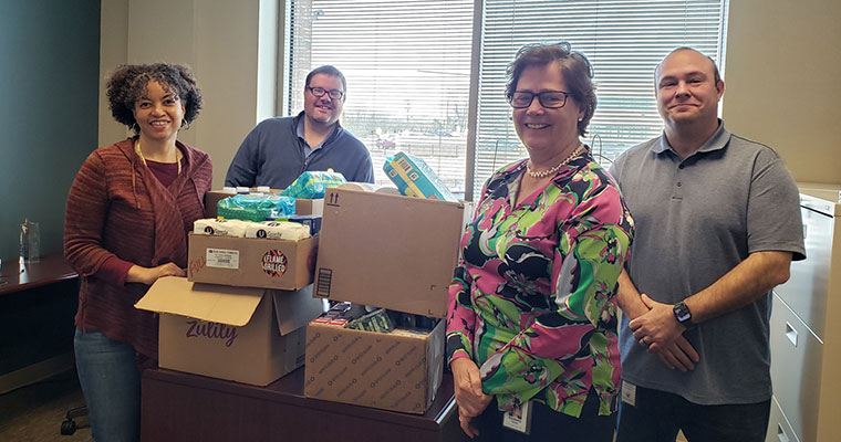 Employees with donation collection